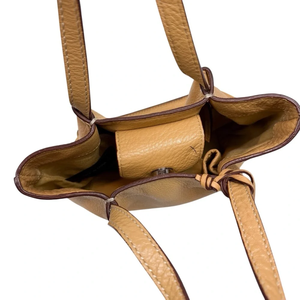 Vintage Talbots Tan Leather Small Top Handle Hobo Bag‎ Minimalist Neutral Purse